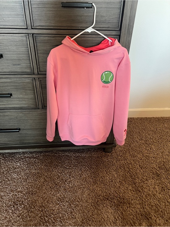 Baseballism Other - Kids/teen Pink Hoodie with Green baseball Graphic